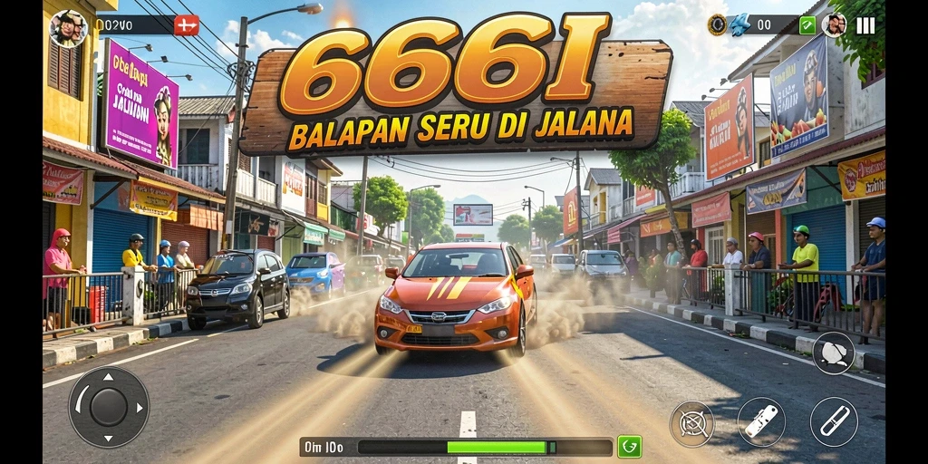 Screenshot gameplay 666I yang menampilkan aksi balapan seru.