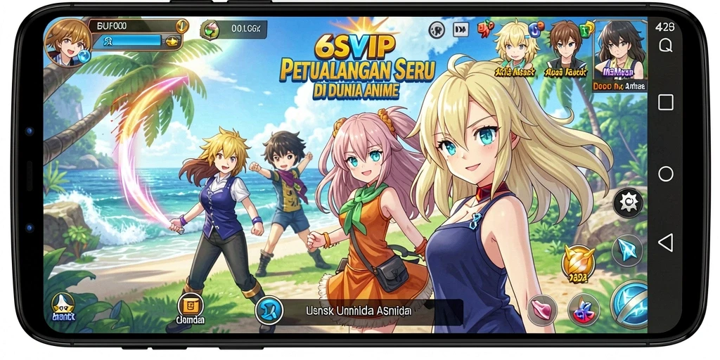 Screenshot gameplay 6SVIP menampilkan karakter anime dalam aksi.