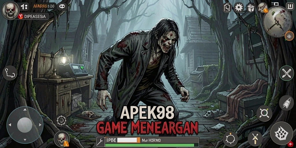 Screenshot menampilkan gameplay menegangkan APEK88 dalam suasana yang gelap.