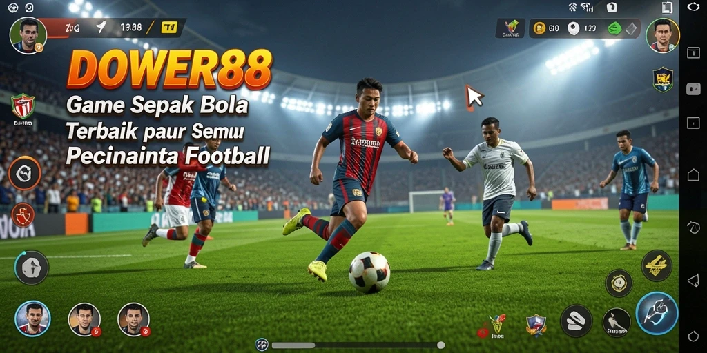 Tangkapan layar gameplay DOWER88 yang menunjukkan aksi pertandingan sepak bola.