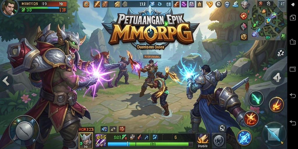 Tangkapan layar HOKI123 menampilkan aksi pertempuran seru di dunia MMORPG.