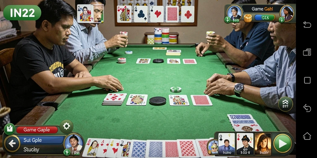 Screenshot gameplay Gaple IN22 yang seru dan interaktif.