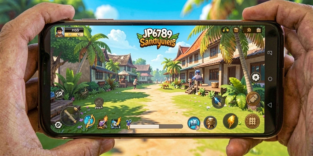 Screenshot utama menunjukkan gameplay santai dari JP6789 dengan grafis yang cerah.