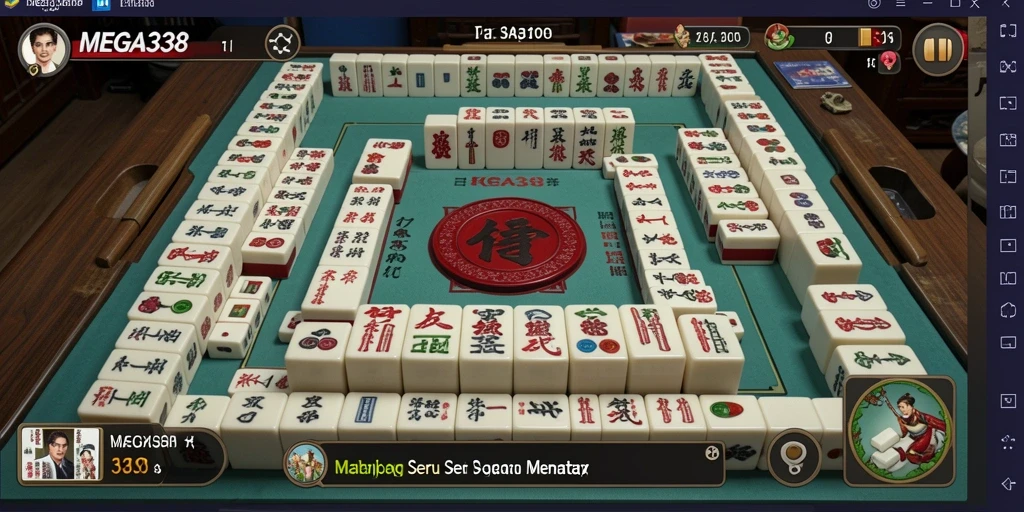 Screenshot utama MEGA338 dengan gameplay Mahjong yang menarik.