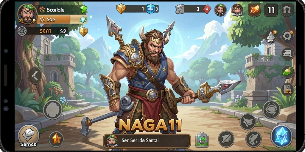Screenshot NAGA11 yang menunjukkan gameplay santai dan seru.