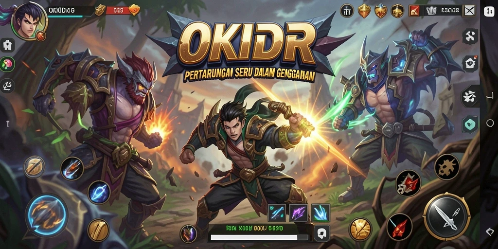 Tampilan gameplay seru dari OKIDR dalam pertarungan yang menegangkan.