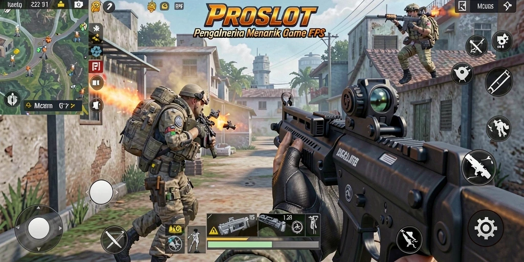 Gameplay intens dalam PROSLOT dengan aksi tembak-menembak seru.