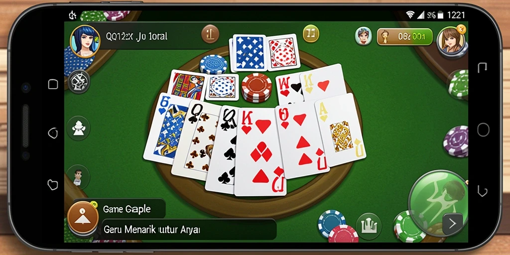Tampilan gameplay seru dari QQ1221 yang menampilkan keseruan bermain Gaple.
