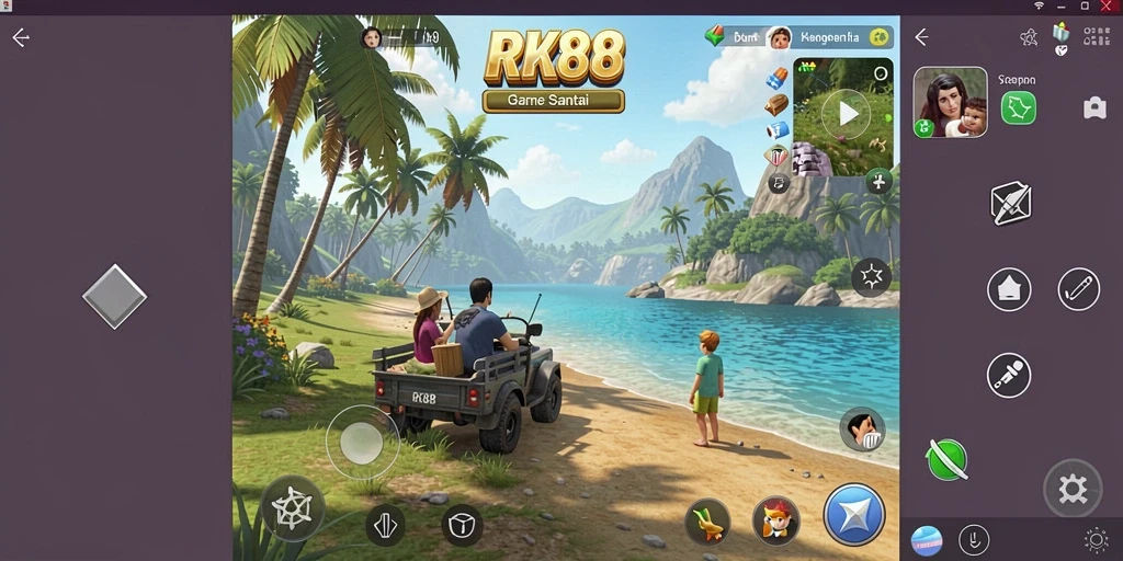 Tampilan gameplay RK88 yang cerah dan penuh warna.