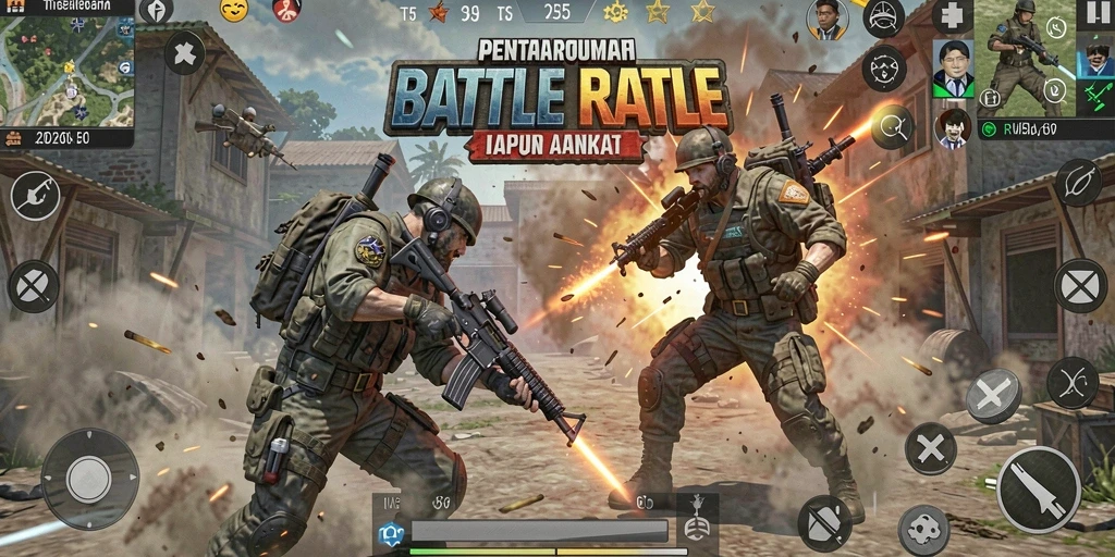 Tangkapan layar gameplay RP55 menampilkan suasana intens pertarungan Battle Royale.