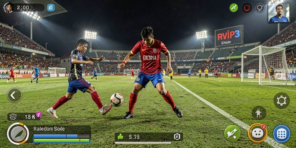 Tangkapan layar gameplay RVIP3 yang menampilkan pertandingan olahraga intens.