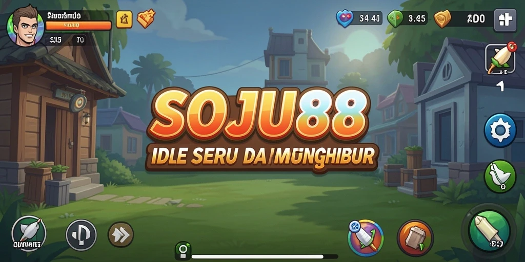 Tampilan gameplay SOJU88 dengan karakter yang menarik dan desain yang cerah.