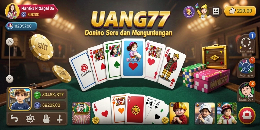 Screenshot gameplay seru UANG77 dalam permainan Domino.