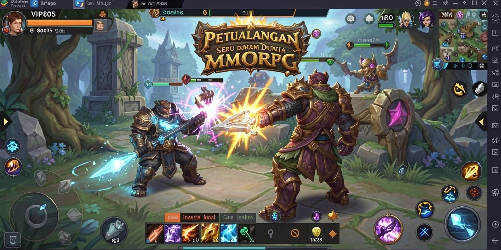 Tampilan gameplay menarik dalam dunia MMORPG VIP805.