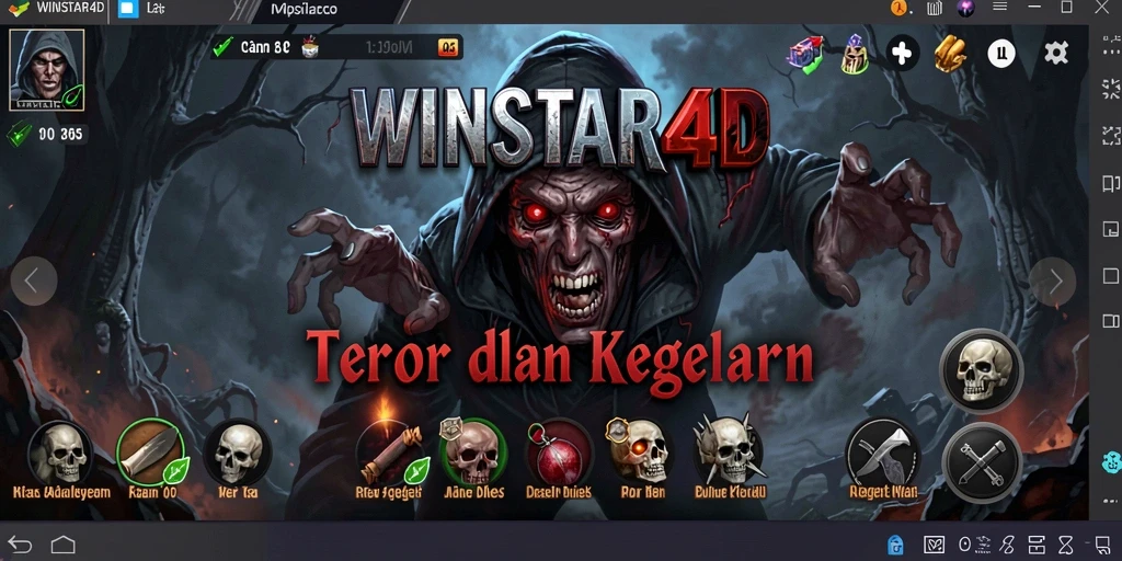 Tangkapan layar gameplay <strong>WINSTAR4D</strong> menunjukkan suasana gelap dan menegangkan.
