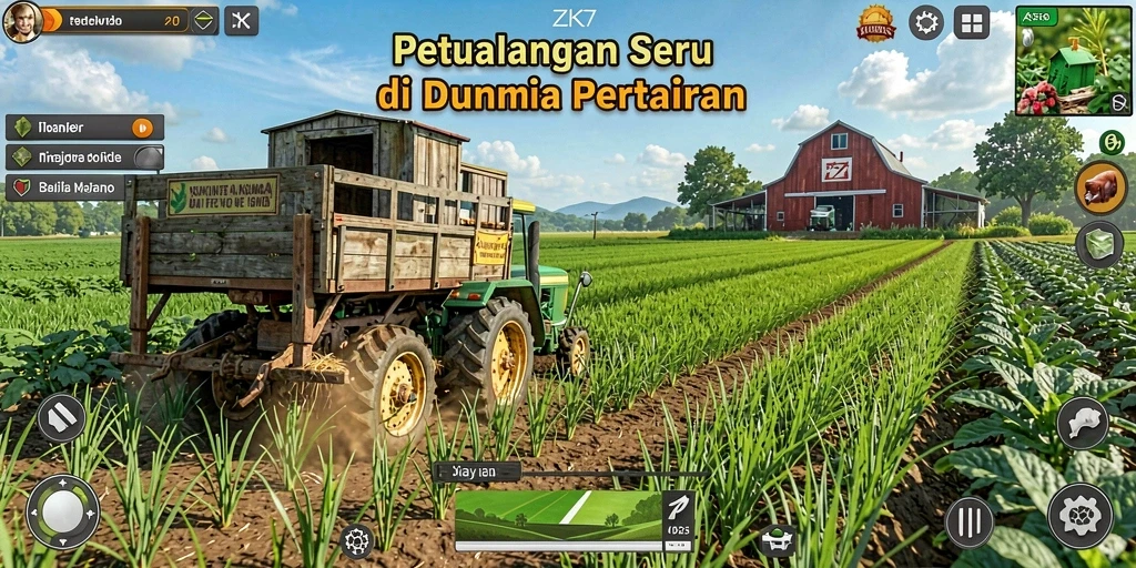 Tampilan gameplay ZK7 yang menakjubkan saat bertani.