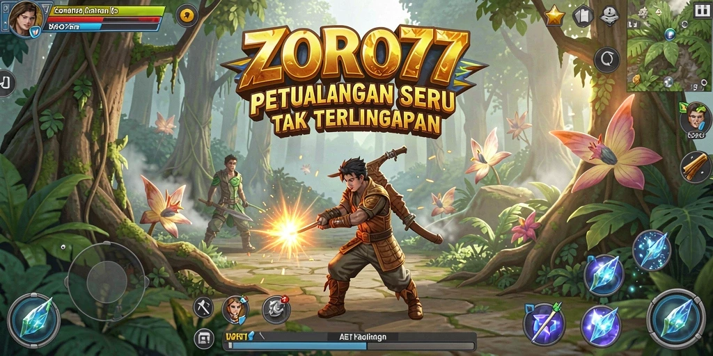 Screenshot gameplay ZORO77 menampilkan petualangan yang mendebarkan.